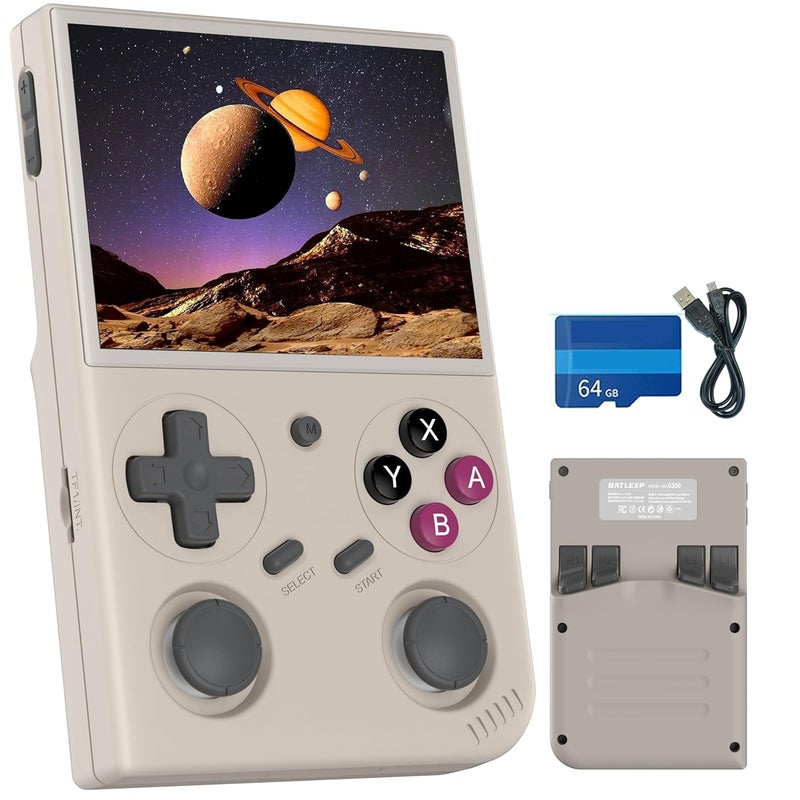 Aivuidbs G350 Retro Game Console,Linux System RK3326 G 350 Handheld Game Console Built-in 64G TF Card 4371 Games,3.5-inch IPS Screen, WiFi, Bluetooth 4.2, HDMI Output, 3200mAh Battery (G350 Gray New) - Image 1